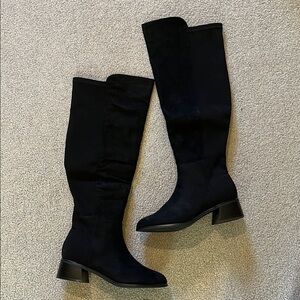NEW Black Knee-High Boots with Block Heel